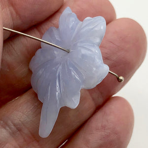 35.5cts Exquisitely Hand Carved Blue Chalcedony Flower Pendant Bead - PremiumBead Alternate Image 5