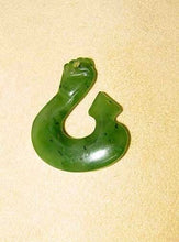Load image into Gallery viewer, Hand Carved Genuine Jade Maori 34x30mm Fishhook Pendant Bead 5719R - PremiumBead Alternate Image 2
