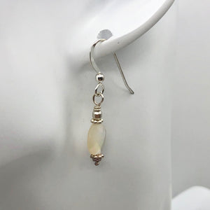Faceted Mother of Pearl and Sterling Silver Earrings | 1 3/8" Long |