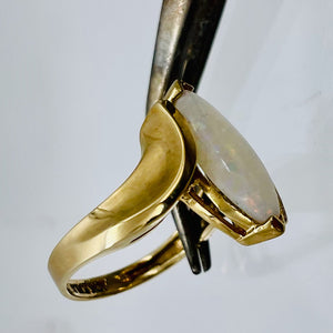 Opal Marquise Cut 10K Gold Ring | 5.5 | Red Green Fire | 1 Ring |