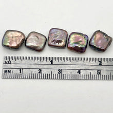 Load image into Gallery viewer, 5 Beads of Peacock Bronze Square Coin FW Pearls 009454
