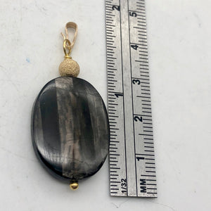 Hypersthene 14Kgf Pendant |1 3/4 inch long | Silver-black | Oval | 1 Pendant | - PremiumBead Alternate Image 4