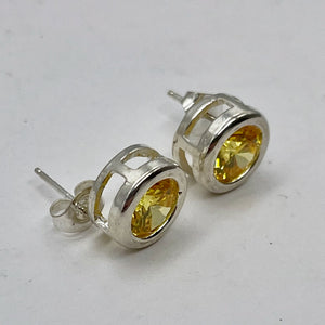 November 7mm Lab Created Citrine & Sterling Silver Earrings