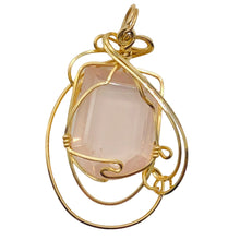 Load image into Gallery viewer, Rose Quartz Gemmy 14K Gold Filled Wire Wrap Pendant | 1 3/4&quot; Long | Pink | 1 |

