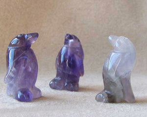 March of The Penguins 2 Carved Amethyst Beads | 21x12x11mm | Purple - PremiumBead Alternate Image 2