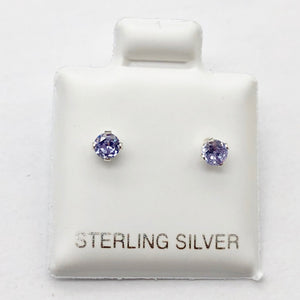 June Birthstone Sparkle! 3mm Lilac Cubics & Sterling Silver Earrings 10146F - PremiumBead Alternate Image 2