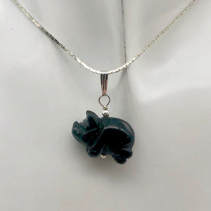 Black Obsidian Pig Pendant Necklace |Semi Precious Stone Jewelry|Silver Pendant| - PremiumBead Alternate Image 3