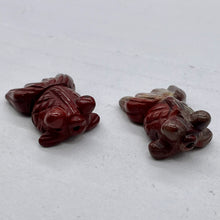 Load image into Gallery viewer, Wondrous 2 Carved Brecciated Jasper Gold Fish Beads | 23x11x5mm | Red

