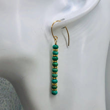 Load image into Gallery viewer, Unique Natural USA Green Turquoise 14K Gold Filled Earrings | 2&quot; Long |

