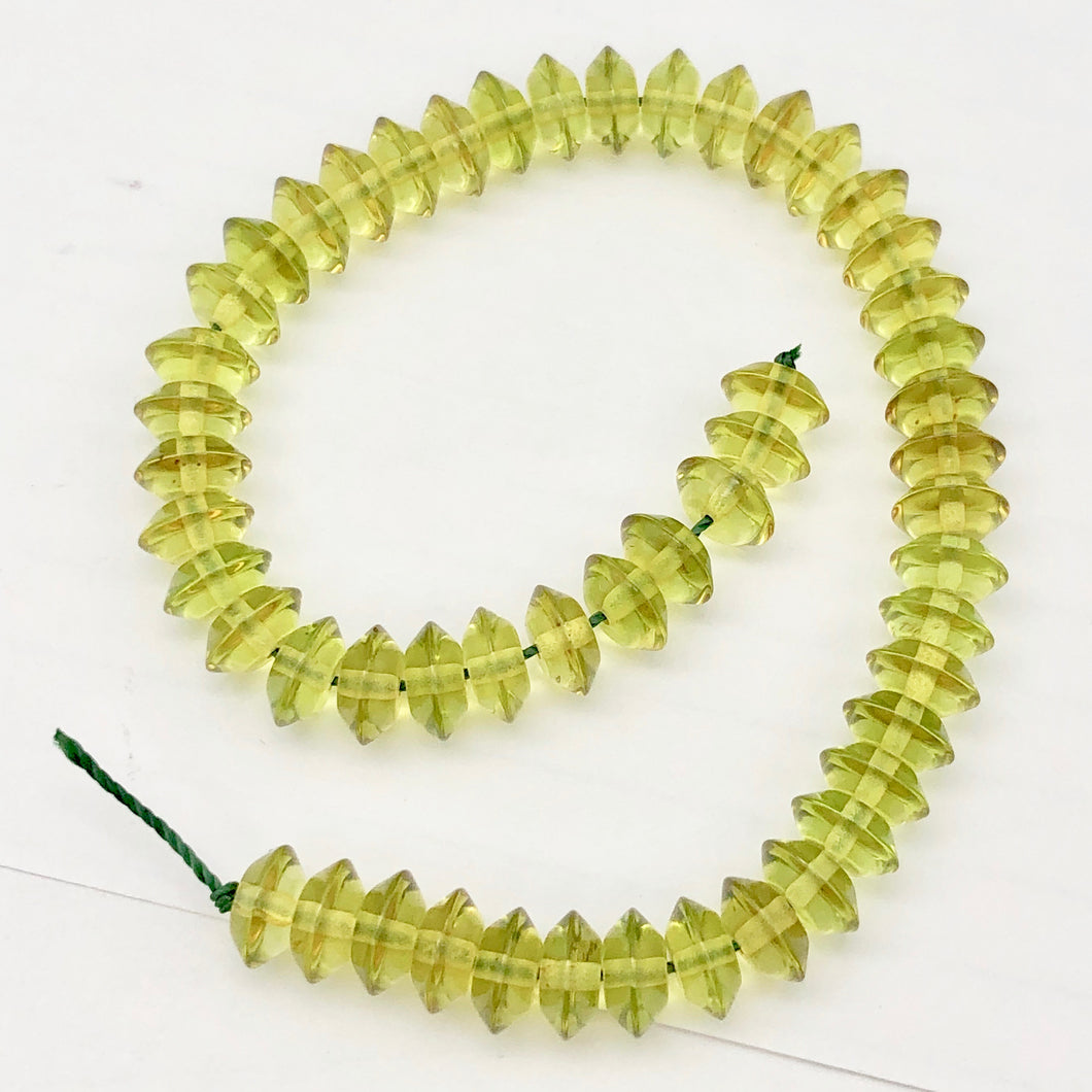 Amber Faceted Roundel Beads Half Strand | 8x4mm | Green | 50 Bead(s)