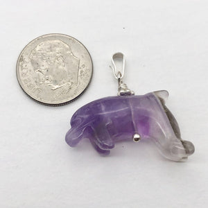 Amethyst Dolphin Sterling Silver Pendant | 1.5" Long | Purple | Dolphin | - PremiumBead Alternate Image 5