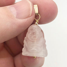 Load image into Gallery viewer, Namaste Hand Carved Rose Quartz Buddha and 14k Gold Filled Pendant, 1.5&quot; Long - PremiumBead Alternate Image 5
