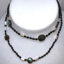 Load image into Gallery viewer, Elegant Black-Cherry FW Pearl Labradorite 27 inch Necklace 200021 - PremiumBead Primary Image 1
