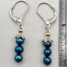 Load image into Gallery viewer, Shining Teal Fresh Water Pearl Sterling Silver Lever Back Earrings | 1/2&quot; long | - PremiumBead Alternate Image 7
