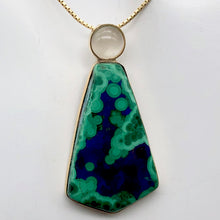 Load image into Gallery viewer, Natural Azurite Malachite 14K Gold Pendant with Moonstone - PremiumBead Alternate Image 2
