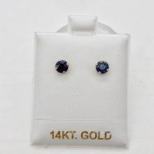 Load image into Gallery viewer, Blue Sapphire 14K Gold Earrings | 5mm | Blue | Stud | - PremiumBead Alternate Image 4
