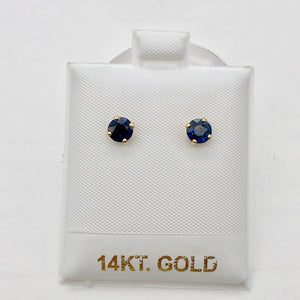 Blue Sapphire 14K Gold Earrings | 5mm | Blue | Stud | - PremiumBead Alternate Image 4