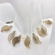 Load image into Gallery viewer, Carved Translucent Grey Agate Leaf Briolette Bead 16&quot; Strand | 16 Beads | 109418 - PremiumBead Alternate Image 2
