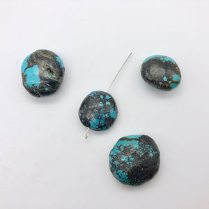 4 Genuine Natural Turquoise Nugget Beads | 245.4 cts | Blue/Black | 4 Beads - PremiumBead Alternate Image 4
