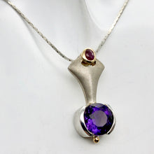 Load image into Gallery viewer, Amethyst Ruby Precious Stone Sterling Silver Pendant Necklace - PremiumBead Alternate Image 6
