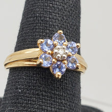 Load image into Gallery viewer, Tanzanite &amp; Diamond Solid 10Kt Yellow Gold Flower Ring Size 7 9982F - PremiumBead Alternate Image 2
