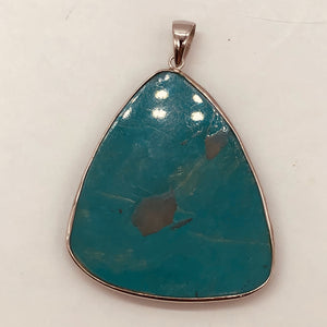 Natural Turquoise 65ct Sterling Silver Pendant | 2 1/4x1 3/4" | Blue/Clear | 1 |