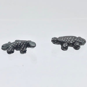 2 Carved Shiny Hematite Lizard Beads | 26x14x7mm | Graphite - PremiumBead Alternate Image 3