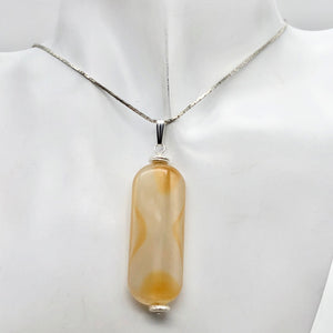 Red Orange Sardonyx Pendant with Sterling Silver Accent Bead | 2 1/4" Long |