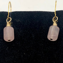 Load image into Gallery viewer, Madagascar Rose Quartz Tube Bead 14k Gold Filled Semi Precious Stone Earrings - PremiumBead Alternate Image 3
