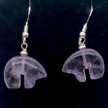 Load image into Gallery viewer, Amethyst Sterling Silver Zuni Bear Drop/Dangle Earrings | 2 1/4&quot; Long | Purple |
