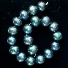 Load image into Gallery viewer, Fresh Water Pearls Round | 11-12 mm | Blue Peacock | 8 Bead
