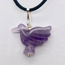 Load image into Gallery viewer, Carved Amethyst Dove Bird Sterling SilverPendant | 1.5 inches (Long) | Purple | - PremiumBead Alternate Image 2
