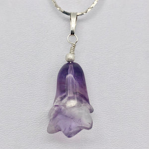 Lily! Natural Hand Carved Amethyst Flower Sterling Silver Pendant - PremiumBead Alternate Image 7