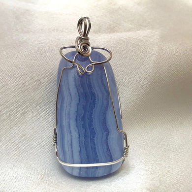 Marvelous! Blue Lace Agate & Silver Pendant! 003068L - PremiumBead Primary Image 1