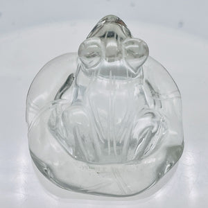 Quartz Frog on Lilly Pad Carving | 30x45x45mm | Clear | 1 Figurine |