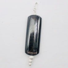 Load image into Gallery viewer, Hypersthene, Flat Rounded Rectangle Dangle Pendant| 2 1/2 &#39; Long | Black/Silver|
