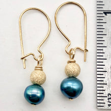 Load image into Gallery viewer, Sparkling Blue Freshwater Pearl and 14K Gf Drop/Dangle Earrings | 1 inch | - PremiumBead Primary Image 1
