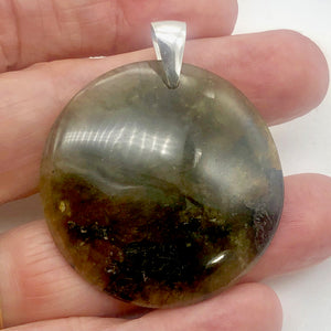 Aurora Borealis! Labradorite Sterling Silver Pendant| 2" Long | Green/Black |
