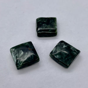 3 Russian Seraphinite 13x13mm Square Coin Beads 009576