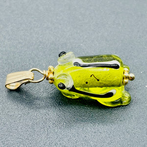 Lampwork Frog 14K Gold Filled Frog | 1" Long | Peridot | 1 Pendant |