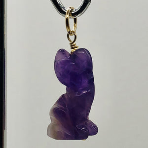 Amethyst Kitty Cat Pendant Necklace|Semi Precious Stone Jewelry|14k Pendant