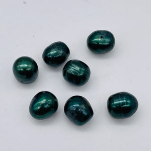 7 Deep Emerald Green 10mm Green Freshwater Pearls Beads 9603