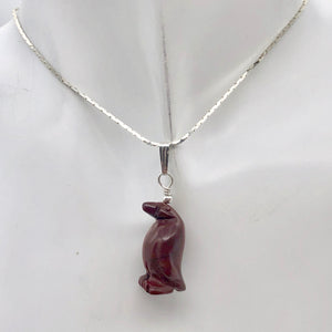 March of The Penguins Jasper Carved Bead & Silver Pendant| 1 3/8" Long| Red | - PremiumBead Alternate Image 3