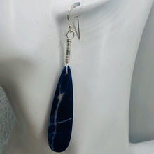 Load image into Gallery viewer, Sodalite Sterling Silver Teardrop | 3&quot; Long | Blue/White | 1 Pair Earrings |
