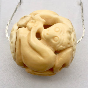 Cracked Chinese Zodiac Year of the Monkey Bone Bead| 30mm| Cream| Round| 1 Bead| - PremiumBead Alternate Image 4