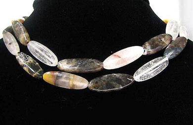African Opal in Quartz Long Oval Bead Strand 109339 - PremiumBead Primary Image 1