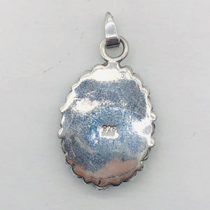 Turquoise Coral Sterling Silver Blossom Pendant | 1 1/4" Long | Blue/Red |
