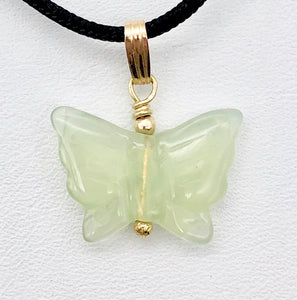 Flutter Carved Aventurine Butterfly 14Kgf Pendant | 1 1/4" Long | Green | - PremiumBead Primary Image 1