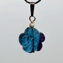 Load image into Gallery viewer, Custom Focal Fluorite Flower Sterling Silver Pendant | Blue Purple | 1&quot; Long |
