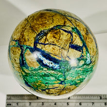 Load image into Gallery viewer, Azurite Malachite Chrysoprase Scry Crystal Round | 60mm | Green/Blue/Brown | 1 Sphere

